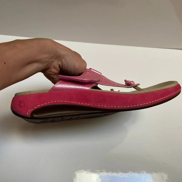 Aravon by New Balance Robin Pink Flip Flop Thong Leather Sandal Sz 11 D - Picture 4 of 9
